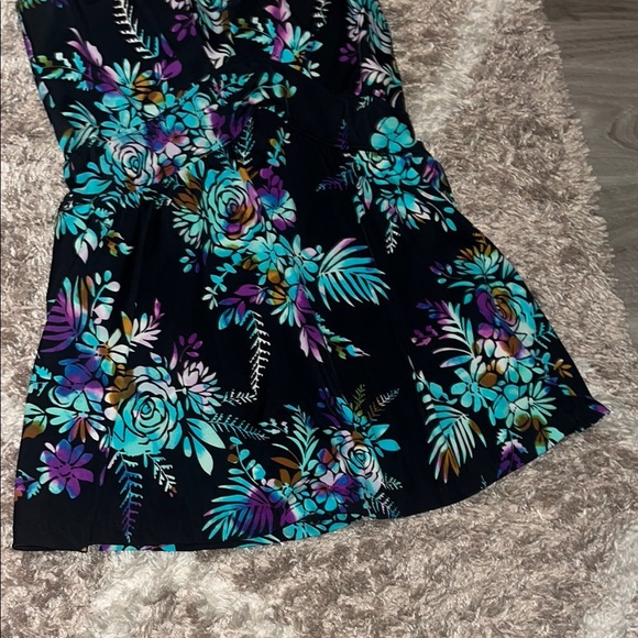 Maxine Of Hollywood Floral Tummy Support One Piece Swimsuit Dress Romper - Picture 7 of 11